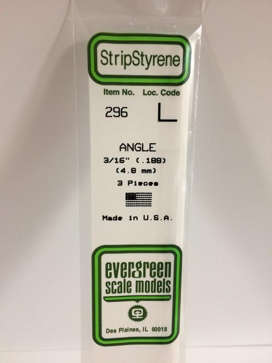 Evergreen Styrene - Angle 4.8mm - #296 - Somerset Models