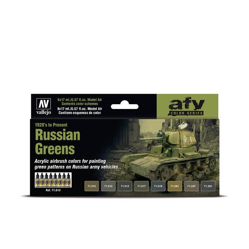 Vallejo Airbrush Paint Set Russian Greens 1928's to Present 71613
