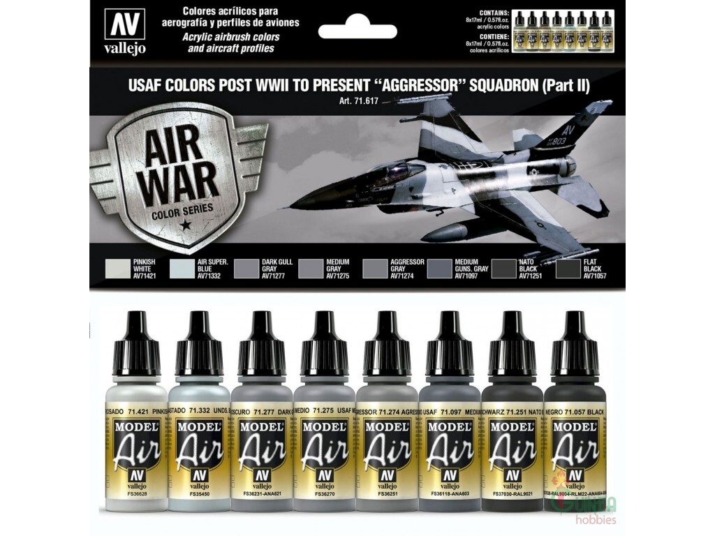 Vallejo Airbrush Paint Set USAF WWII to Present "Aggressor" Squadron