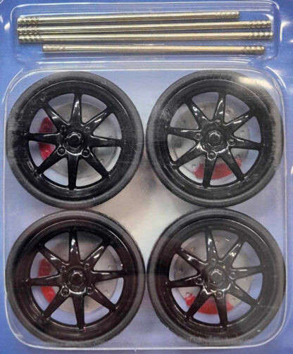 1/24 Eight Spoke Wheel Set Black Set